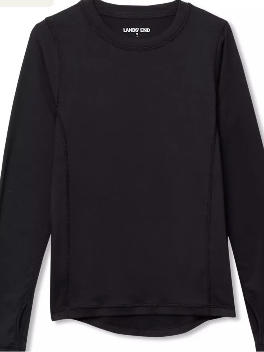Lands' End Black Long-Sleeve Crew Tee for Kids thermal layer